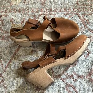 Lotta Stockholm Swedish Clogs with T-Bar Leather Size 39